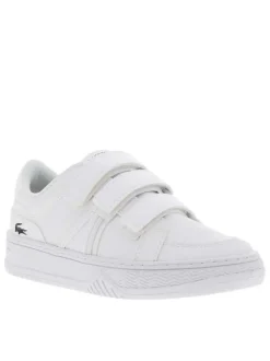 Baskets basses tennis en cuir blanches avec 3 bandes auto-agrippantes