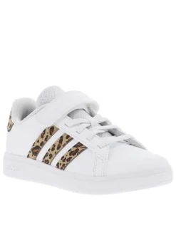 Baskets basses tennis Grandcourt 2.0 blanches et imprimé léopard