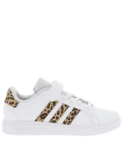 Baskets basses tennis Grandcourt 2.0 blanches et imprimé léopard