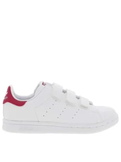 Baskets blanches à talon plat et bandes auto-agrippantes STAN SMITH
