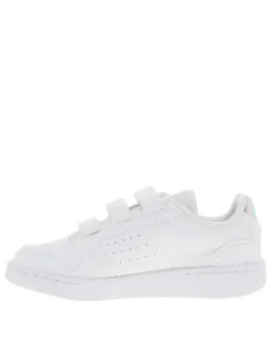 Baskets blanches en cuir avec talon plat et bandes auto-agrippantes