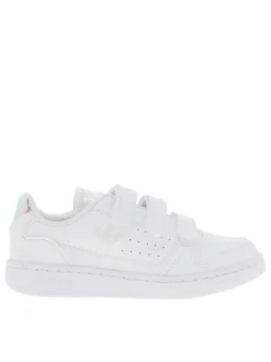 Baskets blanches en cuir avec talon plat et bandes auto-agrippantes