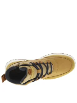 Baskets camel à talon plat et à lacets ronds bleus avec un zip latéral