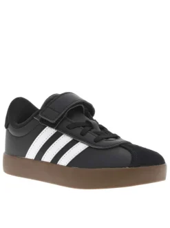 Baskets en cuir noires avec talon plat et fermeture à velcro