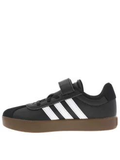 Baskets en cuir noires avec talon plat et fermeture à velcro