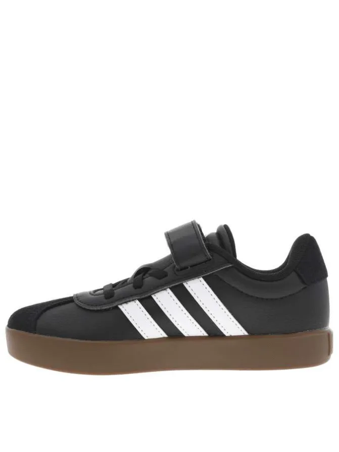 Baskets en cuir noires avec talon plat et fermeture à velcro