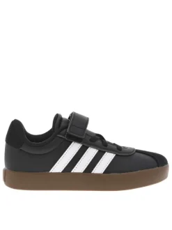 Baskets en cuir noires avec talon plat et fermeture à velcro