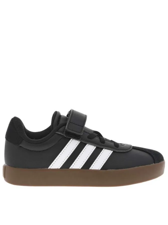Baskets en cuir noires avec talon plat et fermeture à velcro