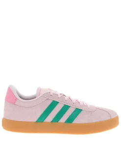 Baskets en cuir rose à talon plat avec des lacets et un revêtement doux