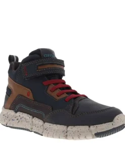 Baskets montantes garçon en cuir FLEXYPER marine