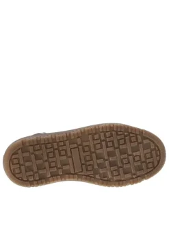 Baskets montantes en cuir avec lacets plats bleu et un zip Made in France