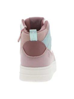 Baskets rose pastel plates et à lacets et zip latéral avec empiècements bleus