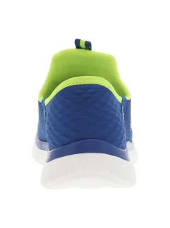 Baskets running bleues avec des détails jaunes et à fermeture slip-on