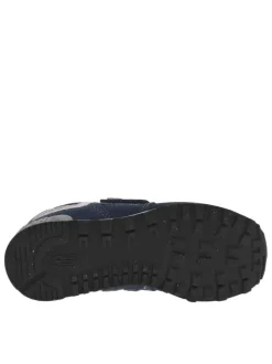 Baskets running bleues marine en daim à semelle plate et à bande auto-agrippante