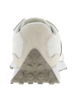Baskets running écrues avec empiècements en croûte de cuir et lacets