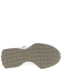 Baskets running écrues avec empiècements en croûte de cuir et lacets