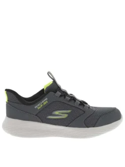 Baskets running grises en mesh avec une fermeture slip-on et un logo jaune fluo