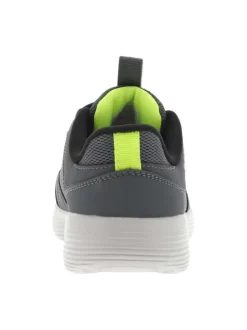 Baskets running grises en mesh avec une fermeture slip-on et un logo jaune fluo