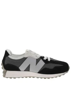 Baskets running noires avec empiècements en croûte de cuir et lacets