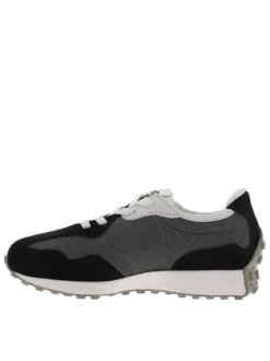 Baskets running noires avec empiècements en croûte de cuir et lacets