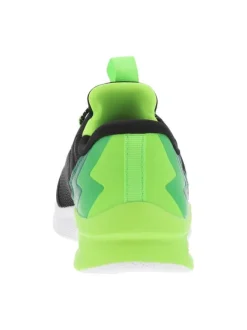 Baskets running noires et vertes fluorescentes à fermeture slip-on