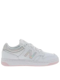 Baskets skate en cuir blanches avec semelle à talon plat et empiècements chromés