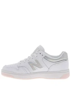 Baskets skate en cuir blanches avec empiècements effet chrome et lacets plats