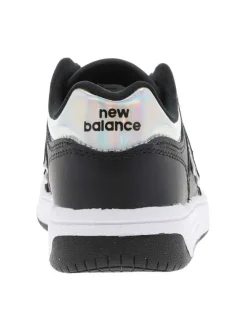 Baskets skate en cuir noires avec empiècements effet chrome et lacets plats
