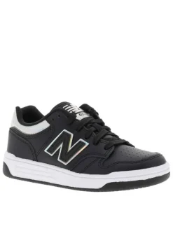 Baskets skate en cuir noires avec empiècements effet chrome et lacets plats