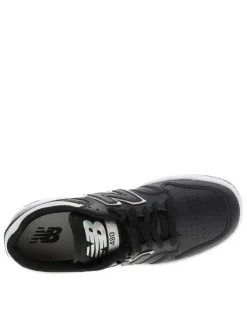 Baskets skate en cuir noires avec semelle à talon plat et empiècements chromés