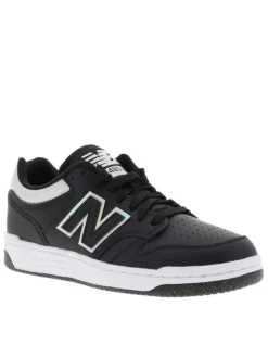 Baskets skate en cuir noires avec semelle à talon plat et empiècements chromés