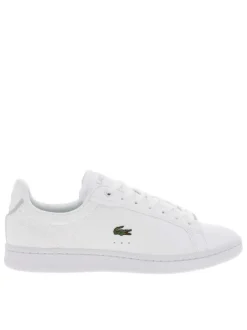 Baskets tennis blanches avec logo de la marque embossé en gris clair