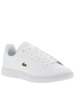 Baskets tennis blanches avec logo de la marque embossé en gris clair