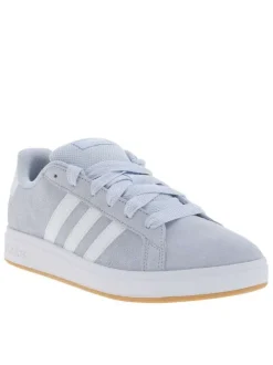 Baskets tennis bleu ciel en cuir avec un talon plat et des lacets