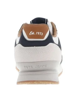 Baskets basses bleu marine avec une semelle running et des lacets plats blancs