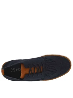 Baskets basses bleu marine et marron en slip-on avec des lacets ronds