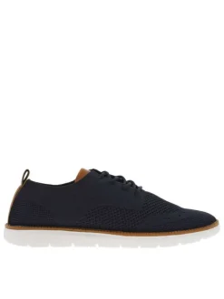Baskets basses bleu marine et marron en slip-on avec des lacets ronds