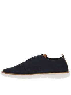 Baskets basses bleu marine et marron en slip-on avec des lacets ronds