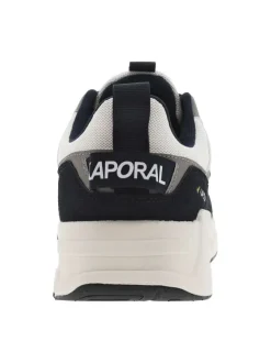 Baskets basses bleu marine, grises, blances et jaunes avec lacets