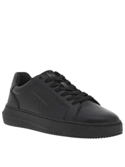 Baskets basses Chunky Cupsole Mono Lth en cuir noires avec un plateforme
