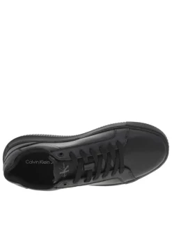 Baskets basses Chunky Cupsole Mono Lth en cuir noires avec un plateforme