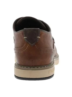 Baskets basses cognac avec surpiqûres et empiècements cousus avec fermeture à lacets ronds
