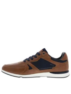 Baskets basses cognac en cuir avec talon plat à lacets plats