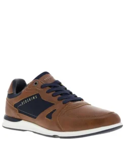 Baskets basses cognac en cuir avec talon plat à lacets plats