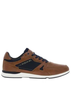 Baskets basses cognac en cuir avec talon plat à lacets plats