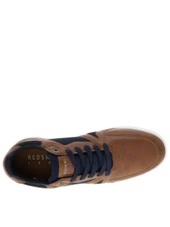 Baskets basses cognac en cuir avec talon plat à lacets plats