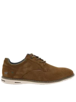 Baskets basses cognac style derbies avec des lacets ronds et aspect perforées