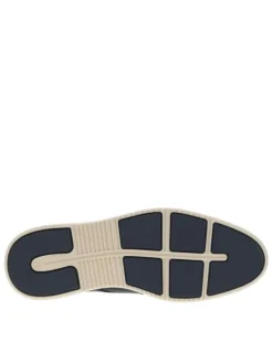 Baskets basses derbies en cuir bleu marine et marron avec des lacets ronds