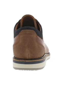 Baskets basses derbies en cuir cognac avec des lacets ronds marine