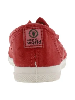 Baskets basses en coton biologique rouge à languette élastiquée cousue